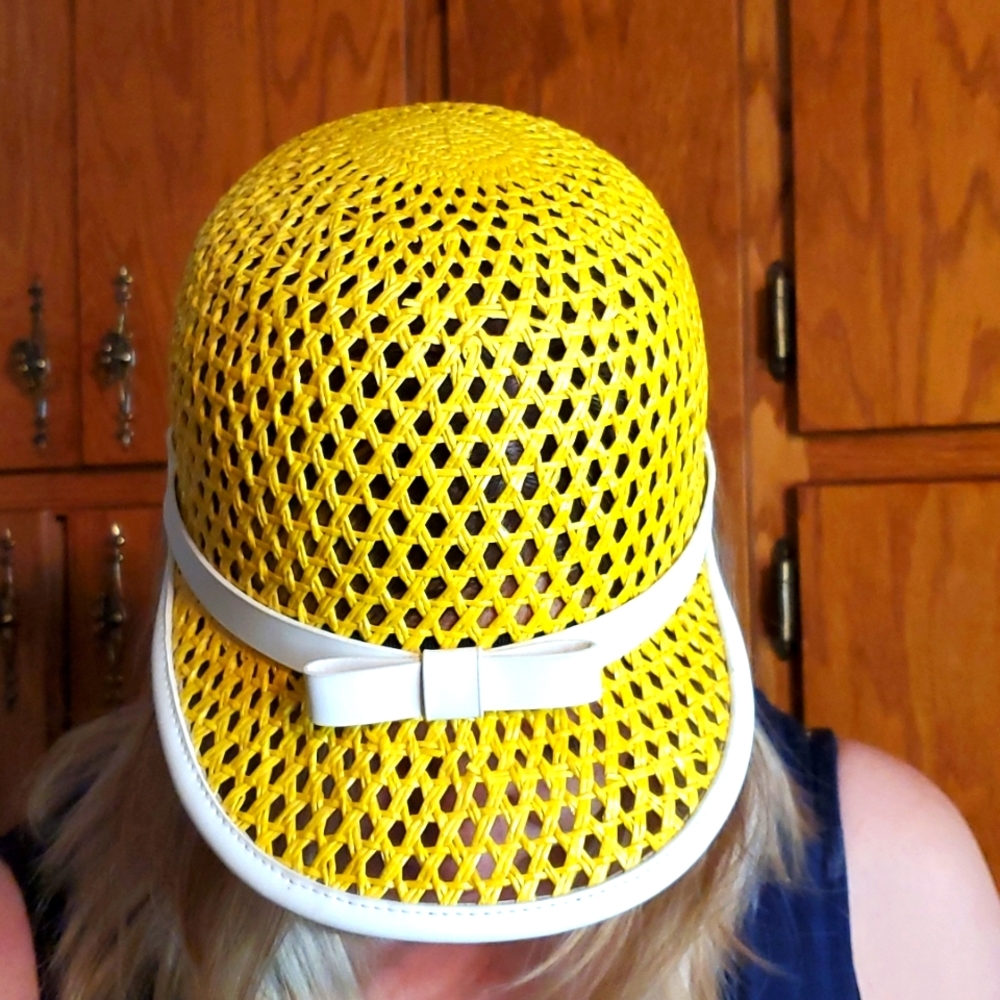 Kate Spade Marigold straw baseball cap with leather bow detail